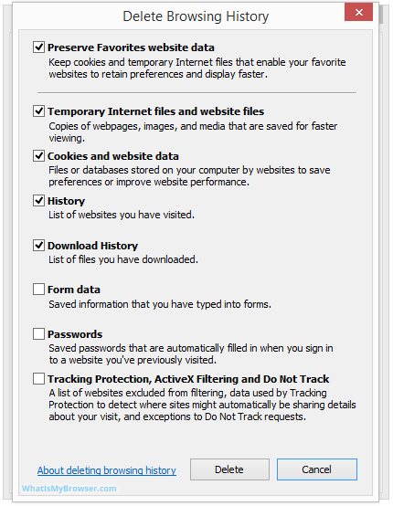 Clear Cache, History, Cookies